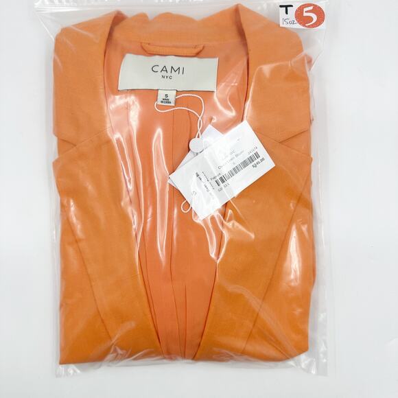 CAMI NYC Owen Linen Button Front Lined Blazer Papaya S20-33-LINEN-PPAYA Small S - Picture 6 of 7